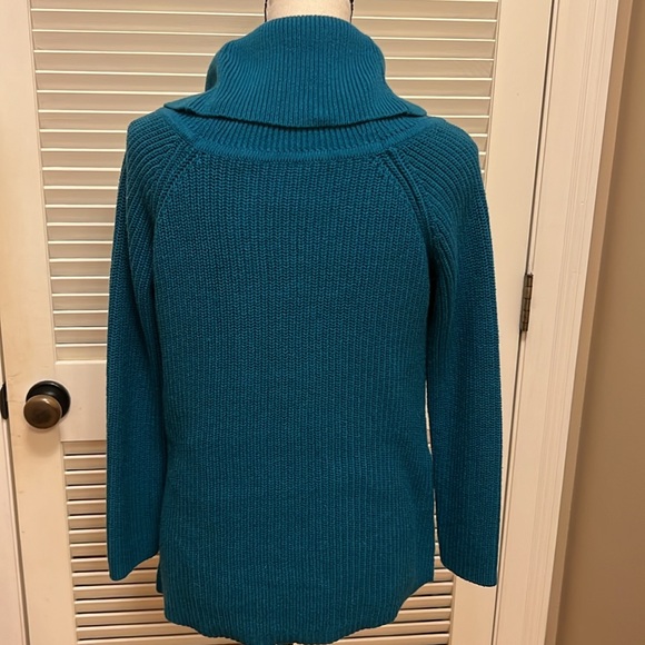 Chico’s Cowl Neck Sweater in Blue, Size Chico One,  Size Small, EUC - Picture 10 of 17